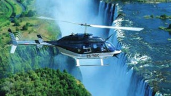 Helicopter over Victoria Falls, Zimbabwe