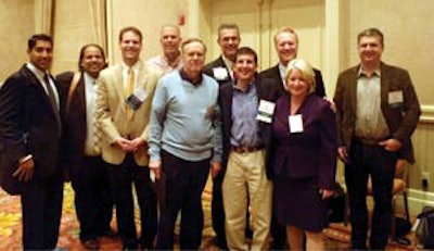 (Left to Right): Anurag Agarwal, MD; Tapan Padhya, MD; Ari I. Wirtschafter, MD (FSO-HNS Otolaryngologist of the Year); Michael Owens, MD; W. Mark Flintoff, Jr., MD; David R. Nielsen, MD; Todd Blum, MHA MBA CMPE; Michael S. Benninger, MD; Julie Wolfe, CFRE; and K. Paul Boyev, MD.