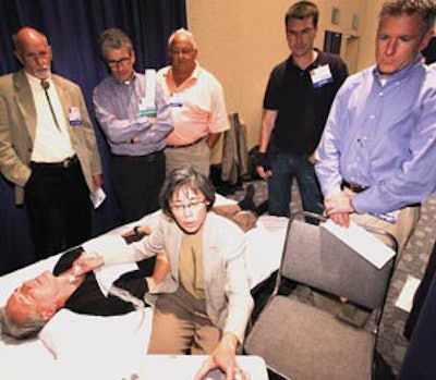 Volunteer faculty, Maisie L. Shindo, MD, instructs participants at the Ultrasound Course in San Francisco.