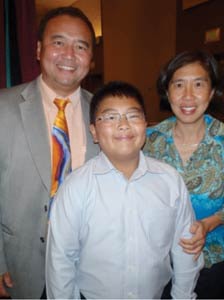 Eiji Yanagisawa’s son Ken Yanagisawa, MD, (an otolaryngologist), his wife Julia Shi, MD, and youngest of five children, Kevin Yanagisawa, at the 2011 Annual Meeting.