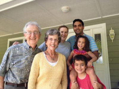 Dr. Singleton, Beverly Singleton (wife), Suzanne Ramakrishnan (daughter), Jeevan Ramakrishnan (son-in-law), Kaia Ramakrishnan (granddaughter), and Montana Ramakrishnan (grandson)