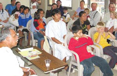 Recovering patients and their families are entertained