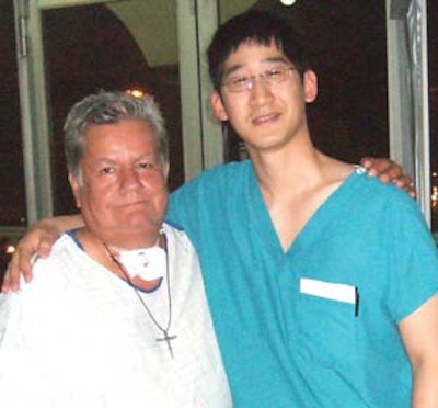 Dr. Chen with a taxi driver suffering from years of recurrent respiratory papillomatosis with significant airway difficulties that prevented him from working.
