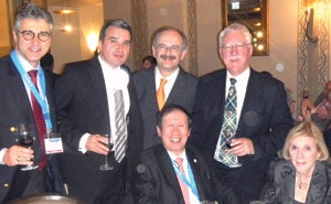 (Back left to right) Drs. Levent Soylu, Francis Marchal, Claudio Cernea, Randall Morton. (Front left to right) Dr. Kwang H. Kim and Mrs. Barbara L. Myers.