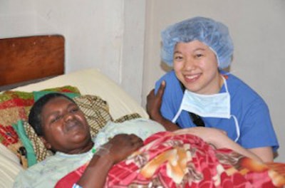 Meeting a patient during morning rounds.