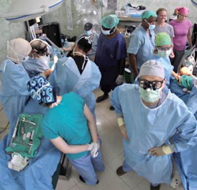 An overhead shot captured the dedicated activity of the Tawfiq Hospital operating room.