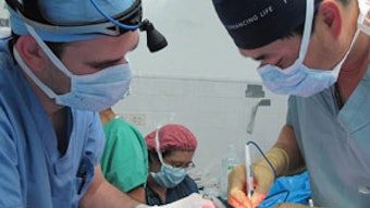 Drs. German and Kim perform a parotidectomy in the hospital.