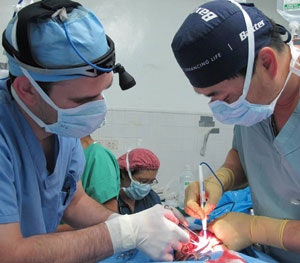Drs. German and Kim perform a parotidectomy in the hospital.