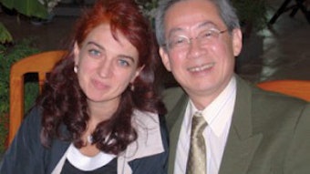 Dr. Dilyana Vicheva, Bulgaria (L), and Prof. Haruo Takahashi, Japan, at Belinov Symposium.