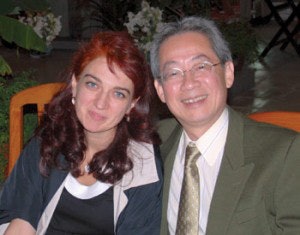 Dr. Dilyana Vicheva, Bulgaria (L), and Prof. Haruo Takahashi, Japan, at Belinov Symposium.