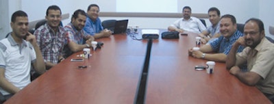 Members of the El Khadra ENT Department (r. to l.): Dr. Nureddin Ben Sabaan; Dr. Abdulmotaleb Shamam; Dr. Hiethem Khlatt; Mr. Aziz Abushaala FRCS (Gl.), ORL-HN Surgeon; Dr. Khaled Eljallah, MD, FRCSC, Head of ENT Department El Khadra Hospital; Dr. Murad Elhuderi; Dr. Seraj Oun; and Dr. Khaled Mohsen.