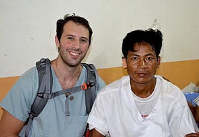 Ian Humphreys, DO, with a post-operative patient.