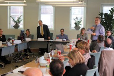 Drs. Rosenfeld and Waguespock discuss with attendees the scope and detail of a guideline