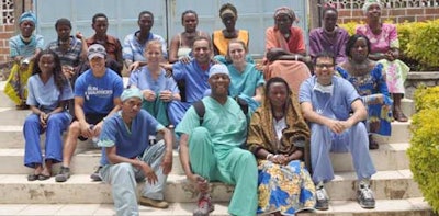 Team members with the postoperative patients at Gitwe Hospital.