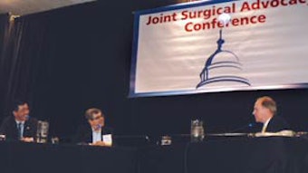 Dr. Steve Levine (center) participated in the Mock Congressional role-playing with former Rep. Steve Buyer (right).