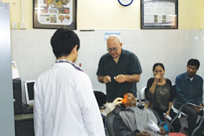 Dr. Wagner examines a clinic patient.