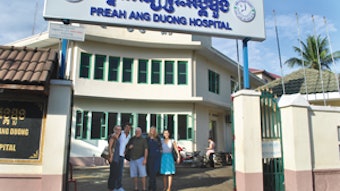Team members at Preah Ang Duong Hospital (l to r) Ineke Wever, MD, Davide Panciera, MD, Richard Wagner, MD, Denise Carmer, RN, and Ameet Grewal, MD.