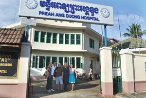 Team members at Preah Ang Duong Hospital (l to r) Ineke Wever, MD, Davide Panciera, MD, Richard Wagner, MD, Denise Carmer, RN, and Ameet Grewal, MD.