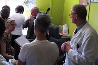 Seeing some of the more than 100 patients waiting in clinic the day we arrived: L-R: Susan Cordes, MD, Jack Coleman, MD, Diana Sullivan, RN (back to camera), Bruce Campbell, MD