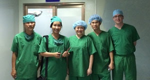 Dr. Chan and Dr. McClurg in the OR at Gia Dinh hospital.