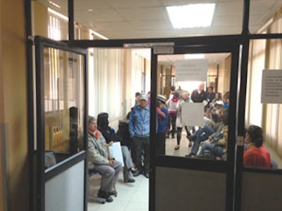 Patients lined up for screening day.