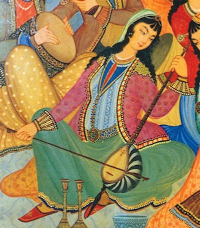 From ancient times, Iranian women were interested in beauty. Hasht-Behesht Palace, Isfahan, Iran: painting circa 1669.