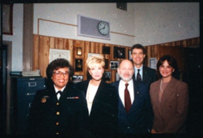 In 1994 during the Arizona years, Dr. Nielsen served as national campaign chair for the AAO-HNS campaign against secondhand smoke. Its kick-off event speakers included: (left to right) then U.S. Surgeon General Jocelyn Elders, MD; Joan Lunden, campaign spokesperson and host of “Good Morning America”; Academy EVP Jerome C. Goldstein, MD; David Nielsen, MD; and Nancy Snyderman, MD, “Good Morning America” correspondent.