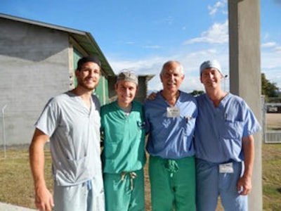 The ENT team included two residents and two staff surgeons. From left to right: Jon Dautremont, MD, Matthew Connor, MD, David Parsons, MD, and John Blumer, MD.