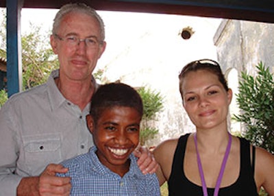 Dr. Curotta, nurse, and a happy patient at Baucau, East Timor.