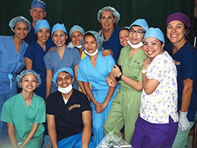 One of our Australian-American-Filipino OR teams. In the middle are Filipino scrub technician/trainees. Jamie L. Funamura, MD, is at the bottom left.