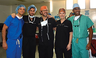 Volunteers from Healing the Children Northeast last year operated on 67 children in Santa Marta, Colombia, seeing a variety of cases including cleft lip, cleft palate, congenital ptosis, velopharyngeal insufficiency, burn injury, and Mobius syndrome. Left to right are Stefan Shauib, MD, Joseph Rousso, MD, Andrew Jacono, MD, Melanie Malone, MD, and Sameep Kadakia, MD.