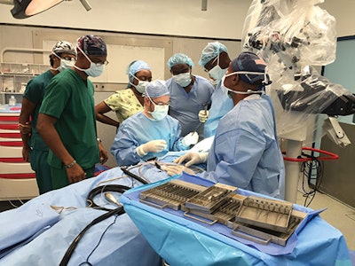 A team of surgeons from Virginia Commonwealth University performed the first cochlear implant in Barbados in May.