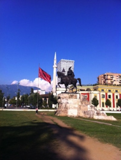 Skanderbeg Square in Tirana.
