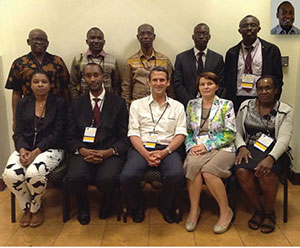 Seated (from left): Evelyne Diom, Senegal; Rajab Mugabo, Rwanda; Johan Fagan, South Africa; Anna Konney, Ghana; Joyce Aswani, Kenya. Standing (from left): Paul Onakoya, Nigeria; Patrick Noah, Malawi; Kenneth Baidoo, Ghana; Innocent Kundiona, Zimbabwe; Jeffrey Otiti, Uganda. Inset: Victor Mashamba, Tanzania
