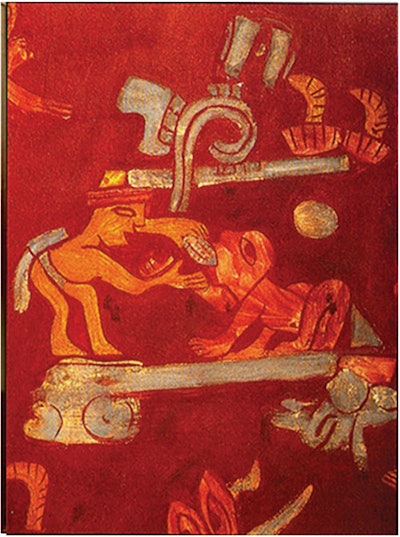 Figure 2. Mural of medical science in Tepantintla showing treatment of a lesion in the mouth.