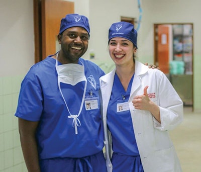 Team member Sunthosh Sivam, MD, and Dr. Gerecci pause between cases