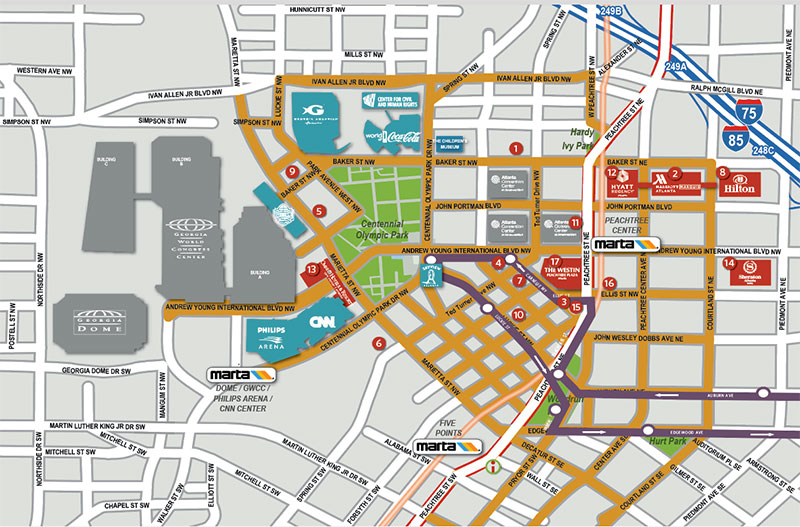 Hotel Map AAOHNSF Bulletin Map Of Hotels In Atlanta Ga