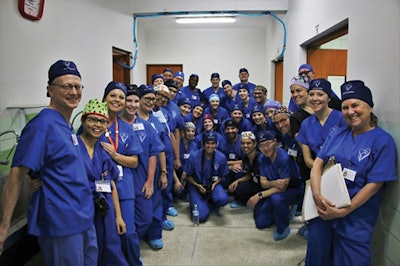 The FACES team gathers in the OR on the first day of cases at Hospital Belen in Lambayeque, Peru