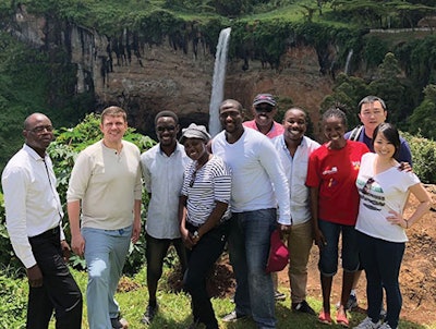 Figure 1: HNO team consisting of physicians from the United States and Uganda. From left: Drs. Fred Bisso, Chad Zender, Isaac Mukiibi, Judith Tuhaise, Idress Kabezzi, Jeffrey Otiti, Ian Bwete, Fiona Kabegenyi, Shawn Li, and Akina Tamaki.