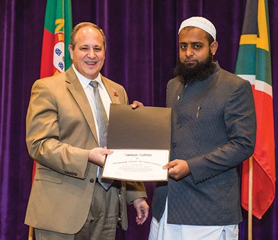 (left to right) J. Pablo Stolovitzky, MD, AAO-HNSF Coordinator for International Affairs, and Syed Salman Hashmi, MBBS, at the AAO-HNSF 2018 Annual Meeting & OTO Experience