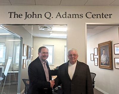 James C. Denneny III, MD, AAO-HNS/F EVP/CEO (left), welcomes John Q. Adams (right), to the AAO-HNS/F offices in Alexandria, VA, on February 12. The History and Archives Department of the AAO-HNSF was renamed the John Q. Adams Center for the History of Otolaryngology-Head and Neck Surgery in 1996. Mr. Adams is a major donor and supporter of the AAO-HNSF who generously donated $1 million as part of the Foundation’s Greater Academy Campaign.
