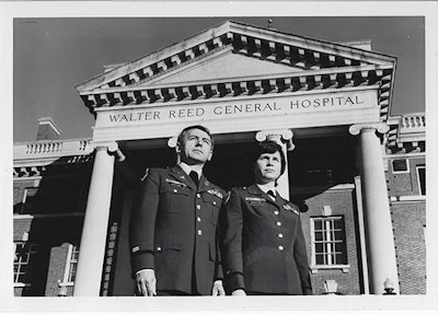 Dr. Russ Zajtchuk, BG (ret.), U.S. Army, and Dr. Joan T. Zajtchuk, COL (ret.) MC, U.S. Army, at Walter Reed Army Medical Center, Washington, DC, 1979. Photo by U.S. Army.