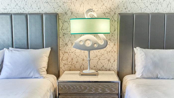 This Jonathan Adler Flamingo lamp was inspired by the resort’s namesake bird and will be installed in renovated rooms through 2020.