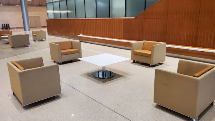 Physically distanced furniture groupings are just one way San Antonio is working to ensure safety in public areas.