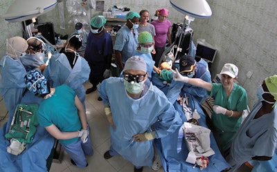 In November 2011, a large team from Vanderbilt University led by James L. Netterville, MD, traveled to Malindi, Kenya, for a medical mission. An overhead shot captured the dedicated activity of the Tawfiq Hospital operating room.