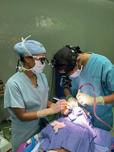 Dr. Gebeyehu, surgeon, and Dr. Petersson, “assisting” or teaching in Ethiopia.