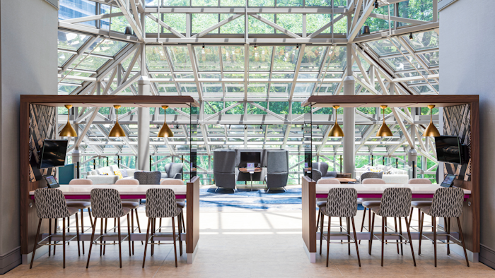 Business travel is showing a strong recovery at IHG Hotels across the country, including at this Plaza Workspace at Crowne Plaza Atlanta Perimeter at Ravinia.