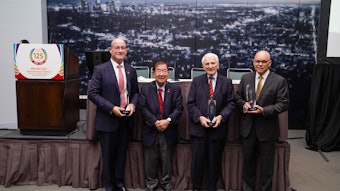 Hall of Distinction inductees (from left to right): Gavin Setzen, MD, K.J. Lee, MD, Eugene N. Myers, MD, FRCS Edin (Hon), and James L. Netterville, MD.