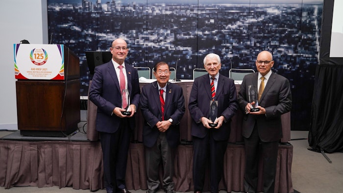 Hall of Distinction inductees (from left to right): Gavin Setzen, MD, K.J. Lee, MD, Eugene N. Myers, MD, FRCS Edin (Hon), and James L. Netterville, MD.
