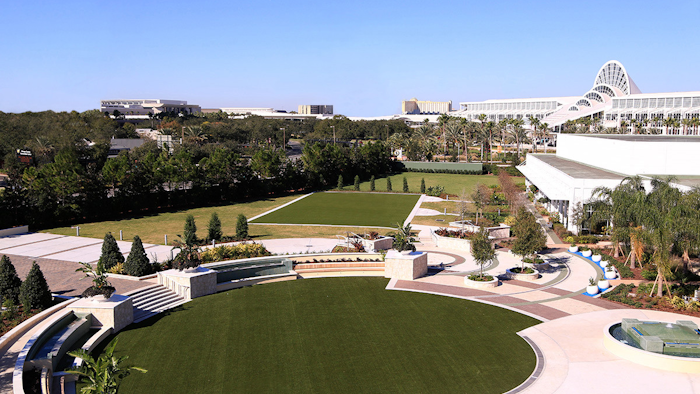 Connected to the south side of the Orange County Convention Center via covered walkway, Hilton Orlando has a reimagined main entrance with a transformed lobby.